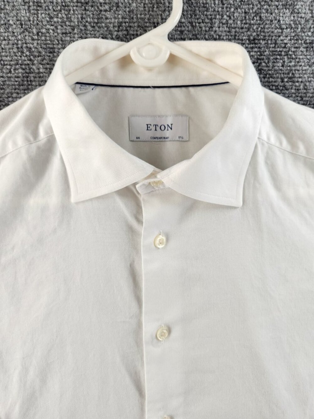 Eton Signature Twill Contemporary 17.5 All Cotton Romania White Long Sleeve Mens